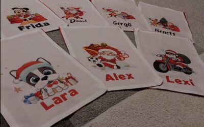 Névvel ellátott Mikulás zsák